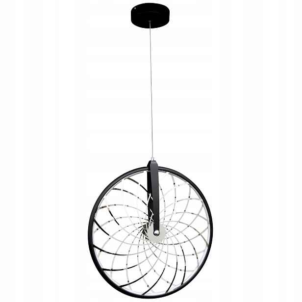 Závěsná Led lampa černá chrom kolo pro obývací pokoj, teplé světlo Polux