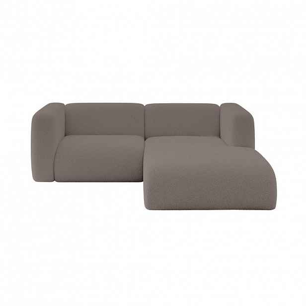 ALTDECOR ROHOVÁ SEDAČKA S PRAVOU OTOMANOU MIRA-L1 227x179x89 Hnědá Bouclé