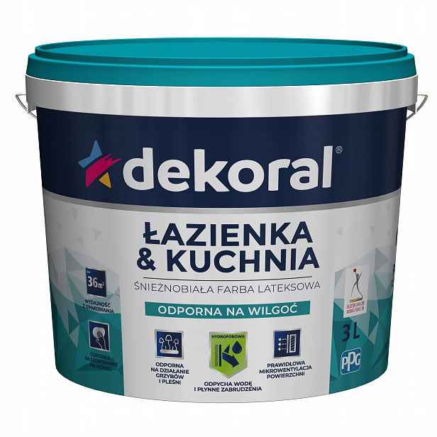 Dekoral barva barva Koupelna&Kuchyně odolná proti vlhkosti bílá matná 3L