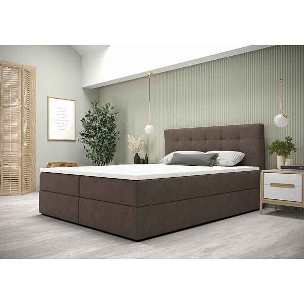 Moderní postel 140x200 s úložným prostorem STIG 5 - světle hnědá