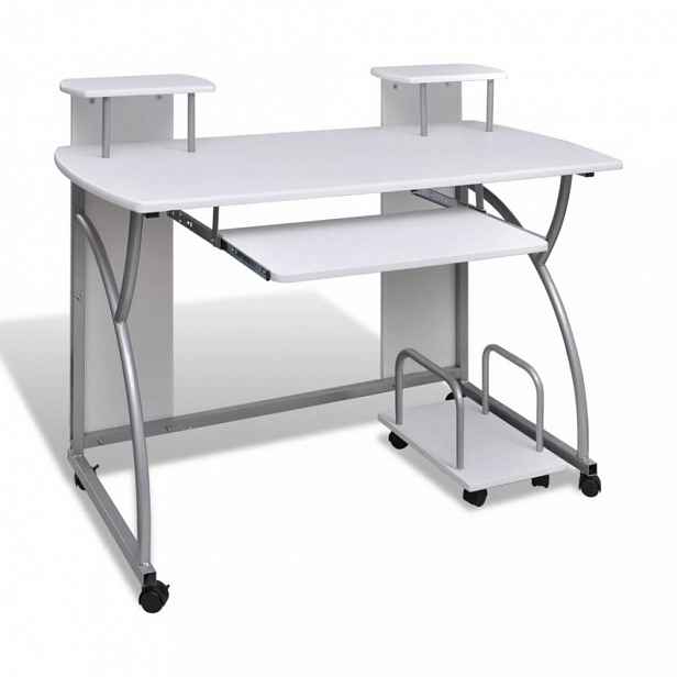 Počítačový stůl DTD / kov Bílá