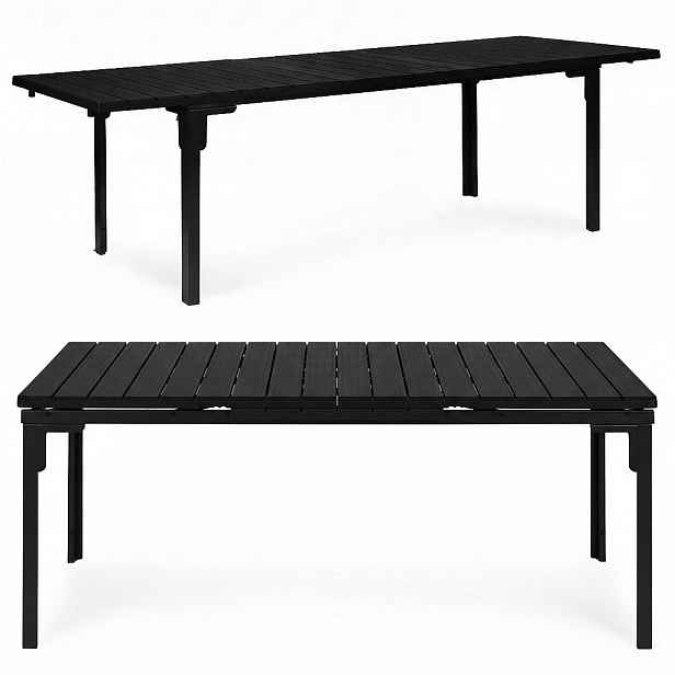 Rozkládací zahradní stůl 180-240 cm pro 12 osob, ocel Hdpe černý MultiGarde