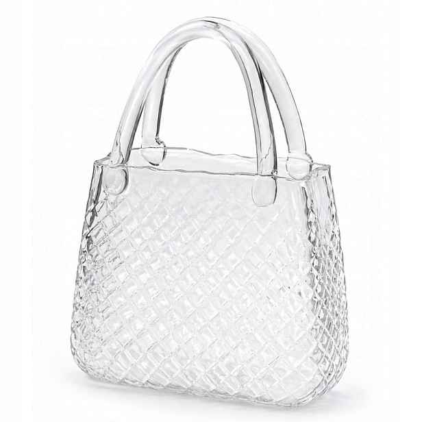 Skleněná Váza Kabelka 28 cm Bezbarvá Moderní Glamour Dekorace 25 30