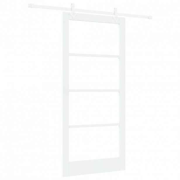 vidaXL Posuvné dveře 93 x 202 cm Masivní borové dřevo a sklo Bílá