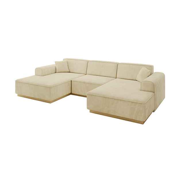 ALTDECOR SEDACÍ SOUPRAVA ve tvaru U IREA-U1-v2 301x165x80 Béžová Velur