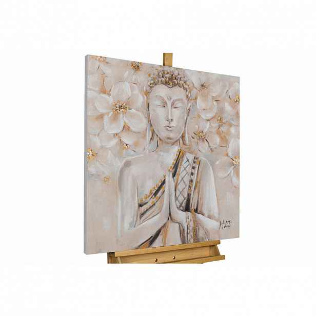 KUNSTLOFT RUČNĚ MALOVANÝ AKRYLOVÝ OBRAZ BÍLÝ/BÉŽOVÝ, 80/80 CM