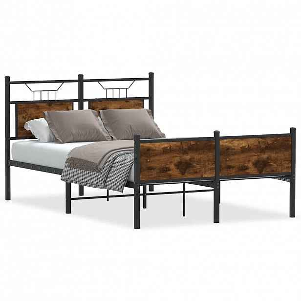 vidaXL Rám postele bez matrace kouřový dub 120x190 cm kompozitní dřevo