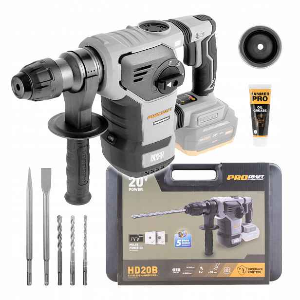 Aku vrtací kladivo Procraft Industrial HD20Bbb-С v kufru (bez Aku)
