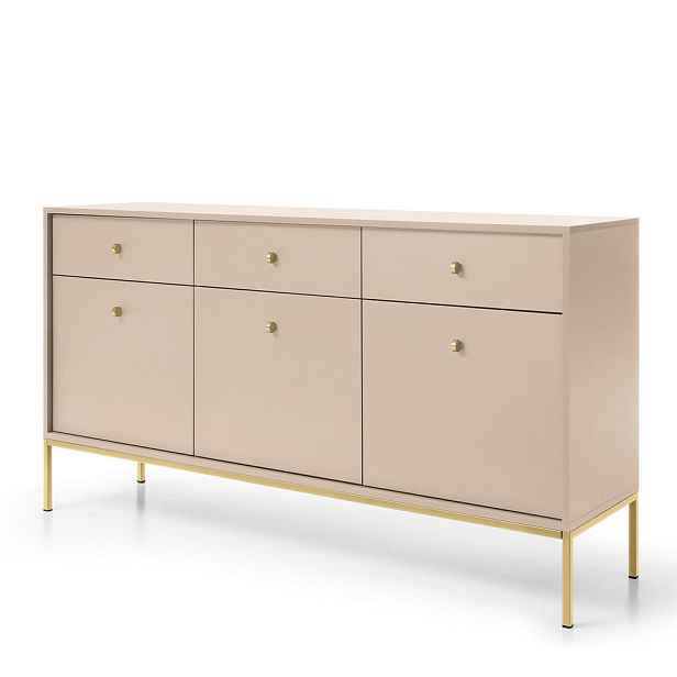 MASSENO KOMODA MONDO, 154/83/39 cm se 3 zásuvkami a 3 dvířky, béžová