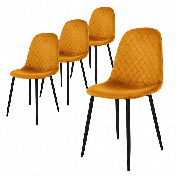ML-DESIGN JÍDELNÍ ŽIDLE, sada 4 ks, hořčičně žlutý samet