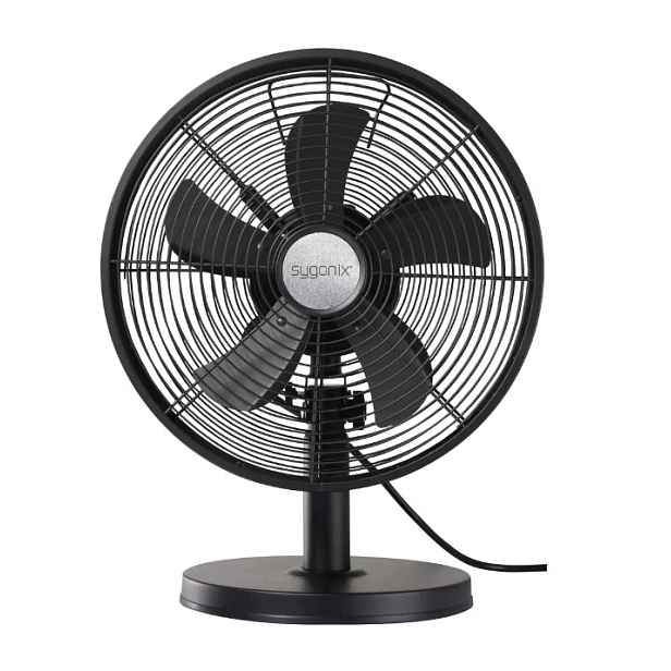 Stolní stojanový ventilátor, přenosný ventilátor 35W, černý, kovový
