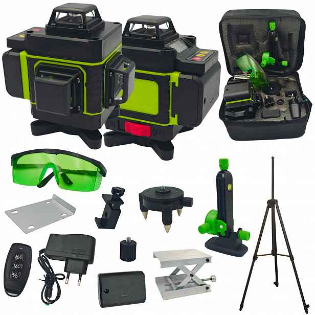 Vodováha 4D Laser Křížový 360 Stativ 1,6 M 2 Aku Samonivelační Ce