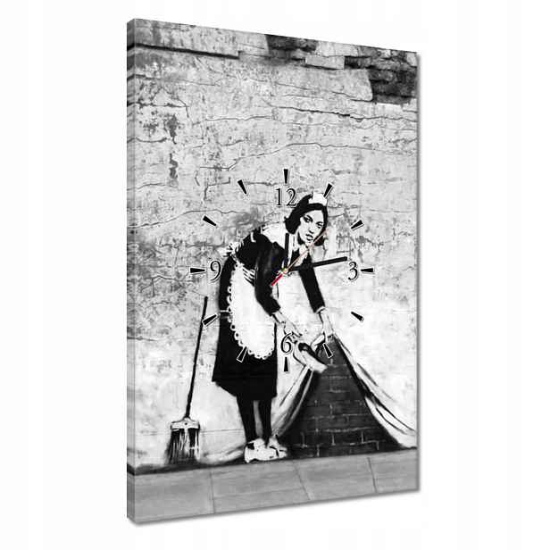 Hodiny 40x60 Banksy Pokojská Grafiti