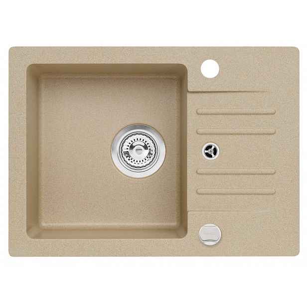 Alveus Cortina - Granitový dřez 58x42 cm, s ovládáním odtoku, beige 1117077