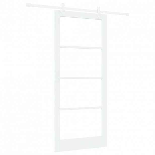 vidaXL Posuvné dveře 93 x 211 cm Masivní borové dřevo a sklo Bílá
