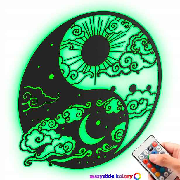 Dřevěný obraz Yin Yang ve stylu loftu Nástěnná Dekorace Noční Lampa Led