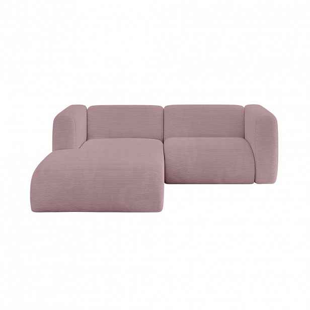ALTDECOR ROHOVÁ SEDAČKA S LEVOU OTOMANOU MIRA-L1 227x179x89 Růžová Manšestr