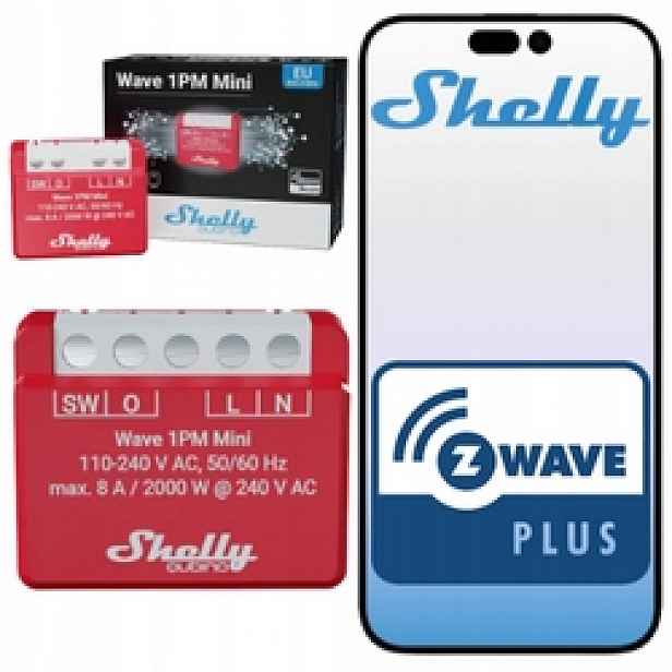 Shelly Wave 1PM Mini Z-Wave modul 8A s měřením spotřeby energie