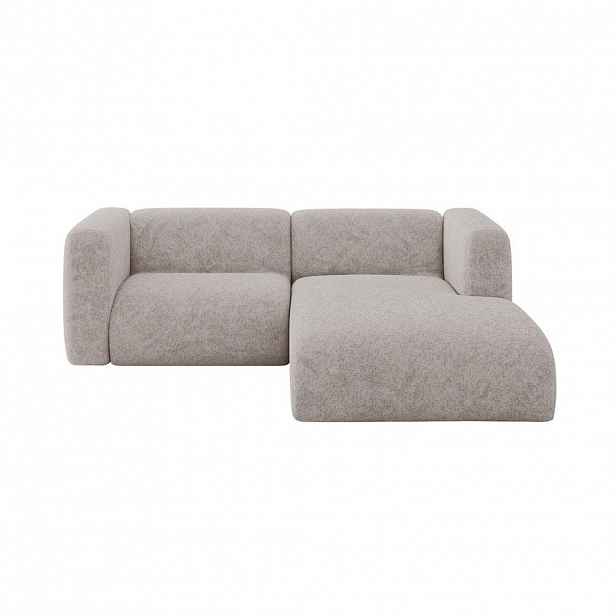 ALTDECOR ROHOVÁ SEDAČKA S PRAVOU OTOMANOU MIRA-L1 227x179x89 Světle šedá Velur