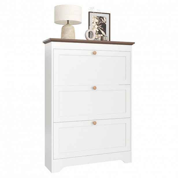 Modfu BOTNÍK z MDF 87x120x26 cm bílý s 3 výklopy, tlumeným zavíráním a horní odkládací plochou