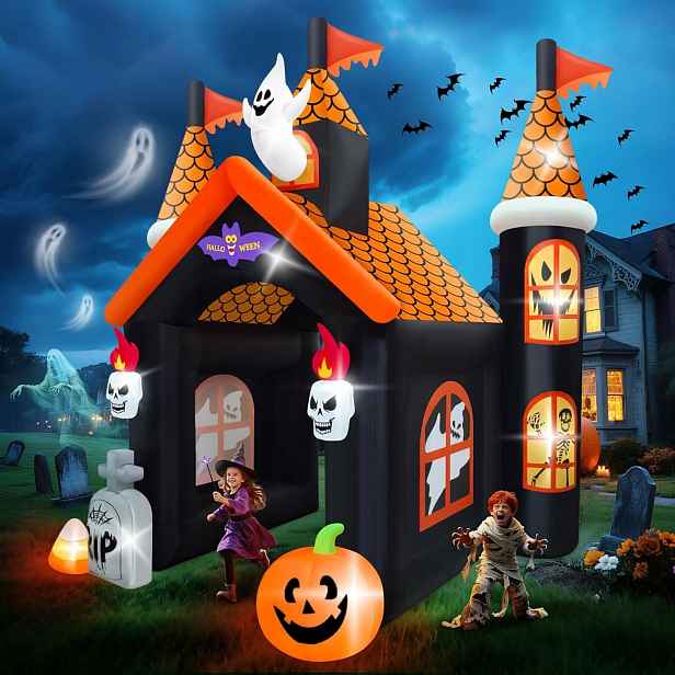 Nafukovací halloweenský oblouk 3,6 m s duchy a dýněmi pro zahradu a dům