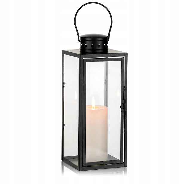Náhrobní Lampa Černá Kovová Sklo kovová