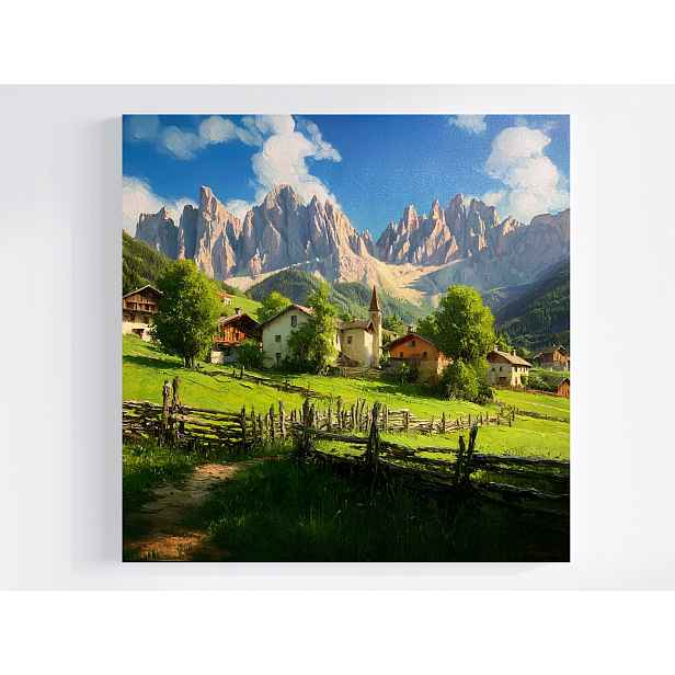 Obraz Na Plátně Canvas Krajina Hory Vrcholky Alpy Vesnice Městečko 50x50
