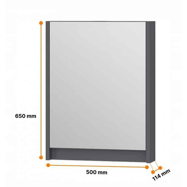 Skříň závěsná koupelnová skříňka se zrcadlem 50 cm antracit matná Omeble
