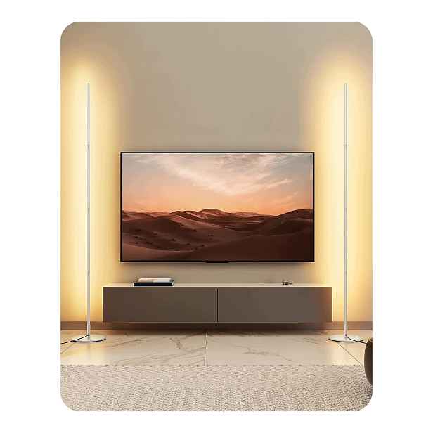 Stojací lampa do obývacího pokoje Led stmívatelná stříbrná, sada 2 kusů