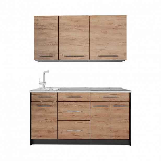 Vicco JEDNOTKOVÁ KUCHYNĚ Fame-Line, Zlatý mocný dub/Antracit, 150 cm, PD Mramor