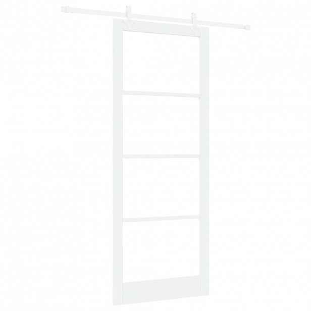 vidaXL Posuvné dveře 93 x 232 cm Masivní borové dřevo a sklo Bílá
