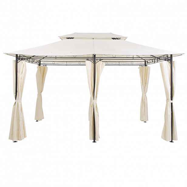 Beliani ZAHRADNÍ PAVILON Ocel béžový/černý obdélníkový 300/400 cm Colos