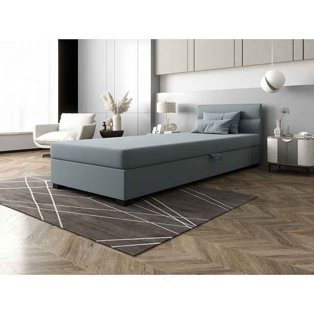 Jednolůžková čalouněná postel 80x195 NALINDA 2 - modrošedá