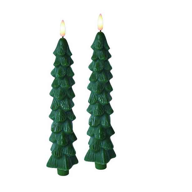 Mondex Sada 2 ks vánočních LED svíček Nikolao 5x26 cm zelená