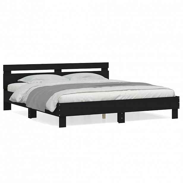 vidaXL Rám postele s čelem černý 180 x 200 cm kompozitní dřevo