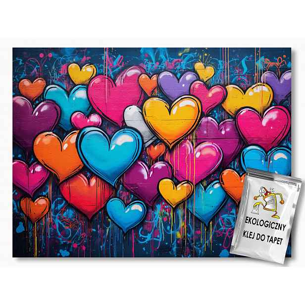 Fototapeta Flizelina Cihlová Zeď Graffiti Street Art Srdce 416x290 130g