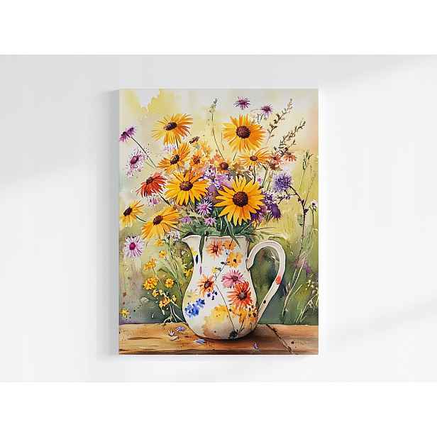 Obraz Na Plátně Canvas Barevné Polní Květiny Kytice Džbán Léto 60x80