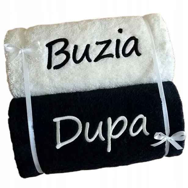 Set 2 ručníků s výšivkou Buzia Pupa vtipný dárek Pro Ni