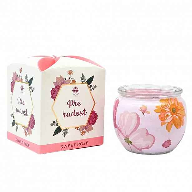 Vonná svíčka Sweet Rose ve skle, 12 ks
