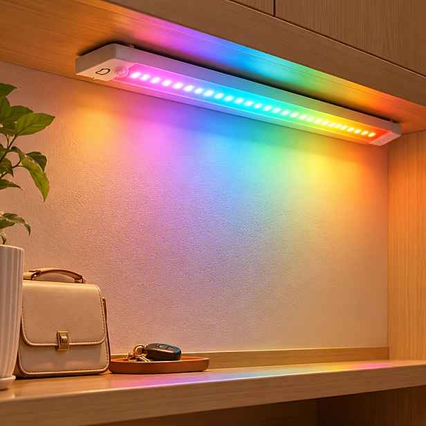 TEMU Moderní USB lampa s pohybovým senzorem, LED světlo pod linku, RGB měnící USB dobíjecí nástěnné světlo, stmívatelná světelná lišta bez vrtání pro