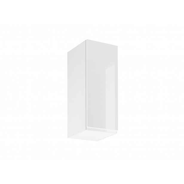 Horní kuchyňská skříňka ARBOR - šířka 30 cm, lesklá bílá / bílá, levé provedení