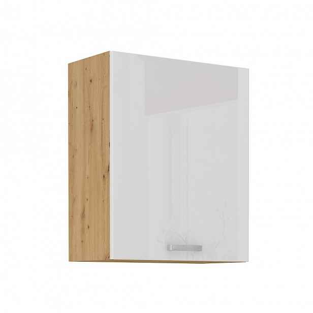 MEADOW, skříňka horní 60 G-72 1F, korpus: dub artisan, dvířka: bílý lesk