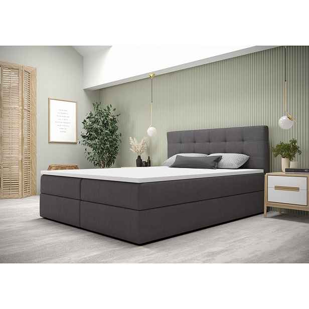 Moderní postel 200x200 s úložným prostorem STIG 5 - tmavě šedá