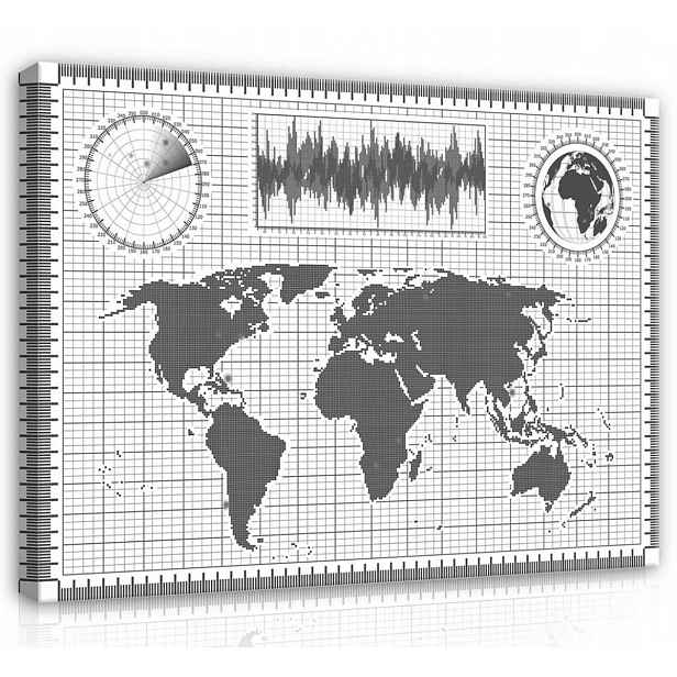 Obraz Na Plátně Plátno 70x50 Mapa Světa Atlas Geografie Kartografie Měřítko