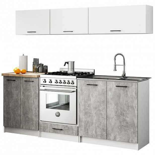 RAUMHIRSCH FURNITURE KUCHYŇSKÝ BLOK, bílý, beton 174/200/46