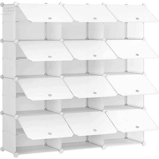 Regál na boty WT38SC01G1, 12 přihrádek, 120 x 30 x 120 cm, bílý