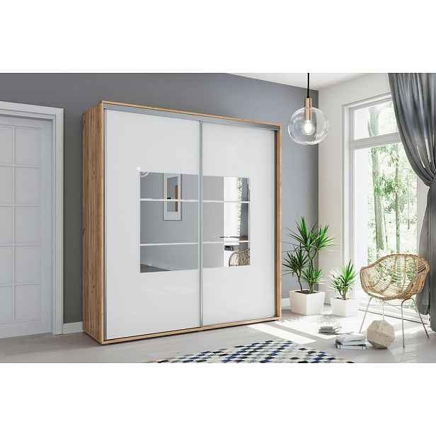 Šatní skříň se zrcadlem ANASTACIO, šířka 100 cm, výška 245 cm