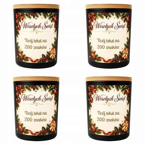 Sojová svíčka personalizovaná vůně Vánoc, bavlněný knot 200 ml, 4 ks