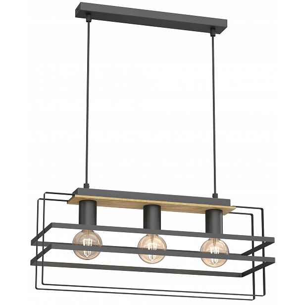 Závěsná stropní lampa Kortez Černá Hnědá 3xE27 moderní do obývacího pokoje