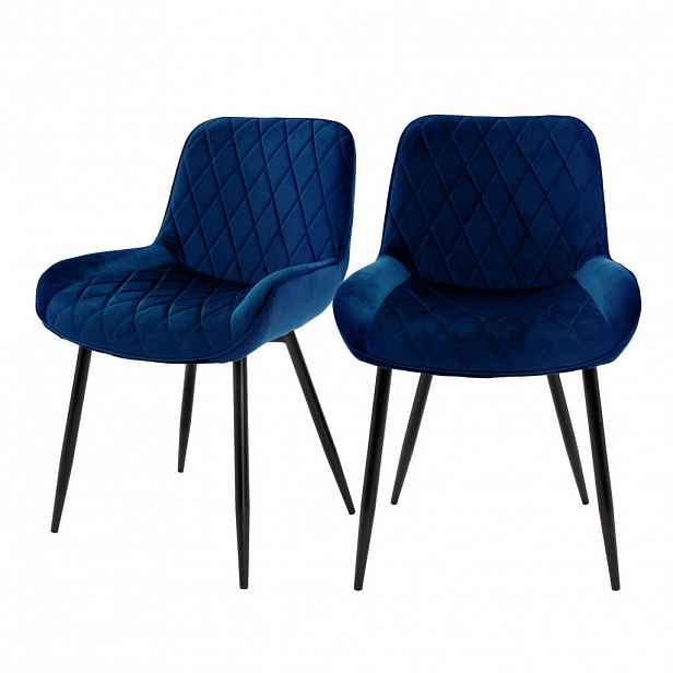 ML-DESIGN JÍDELNÍ ŽIDLE, SADA 2 KS, tmavě modrý samet